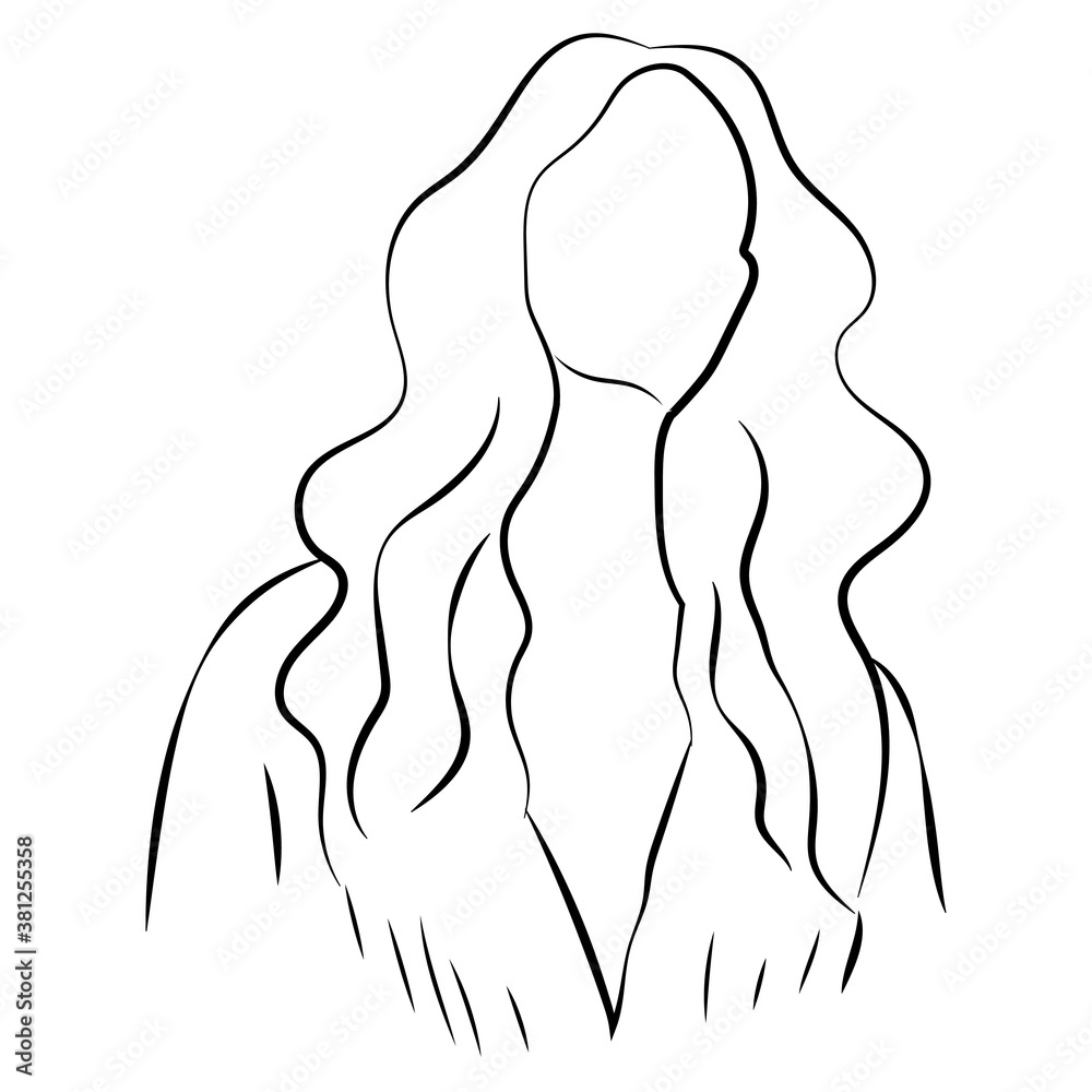 Young beautiful woman portrait. Fashion. Line art. Avatar, icon. Flat vector illustration isolated on white background. Young beautiful woman portrait. Fashion. Line art. Avatar, icon. Flat vector illustration isolated on white background.