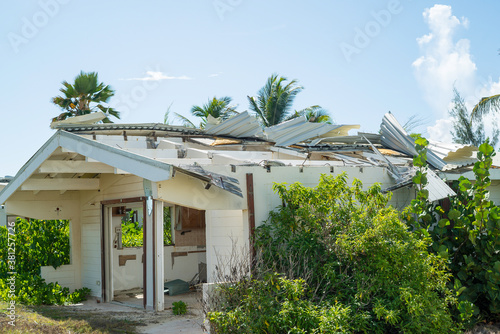 Quadro em tela Damage abandon homes as a result of hurricanes and storms hitting the Caribbean island of St