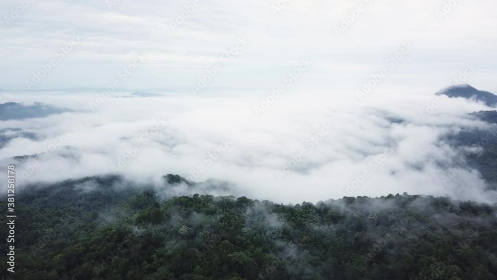 Top view Morning Mist and View Point with Layers of Mountains Top view Morning Mist and View Point with Layers of Mountains