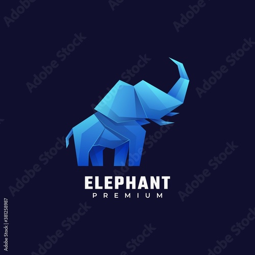 Vector Logo Illustration Elephant Gradient Colorful Style.
