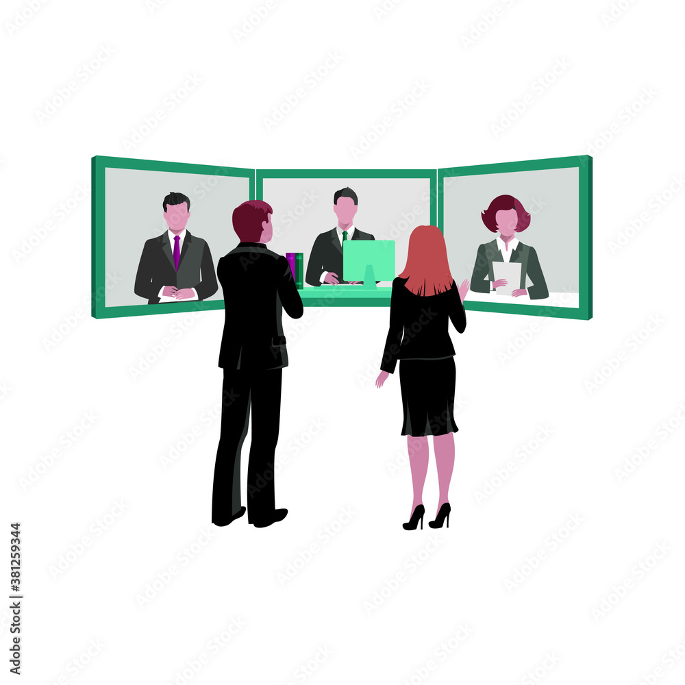 Public speaking in office illustration Public speaking in office illustration