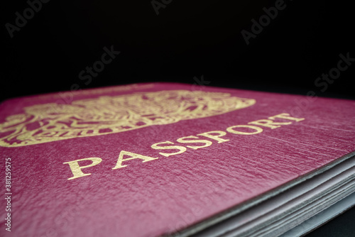 Close-up view of British passport