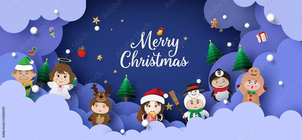 Naklejka premium Christmas cute kids