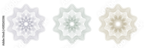 Design elements. Guilloche elements for make diploma or certificate. Set