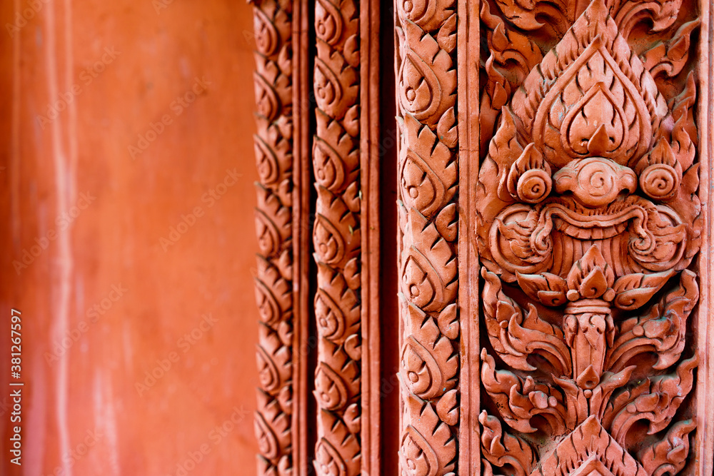 Thai sculptures on the walls of the temple Thai sculptures on the walls of the temple