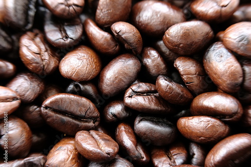 close up roast coffee bean background and texture