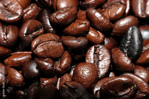 Roasted coffee bean background and texture