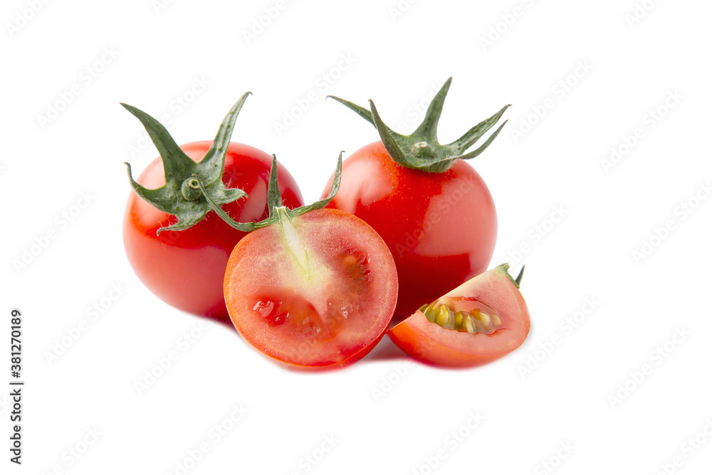 Red rip tomato isolated on white background - fresh tomato healthy vegetable concept Red rip tomato isolated on white background - fresh tomato healthy vegetable concept