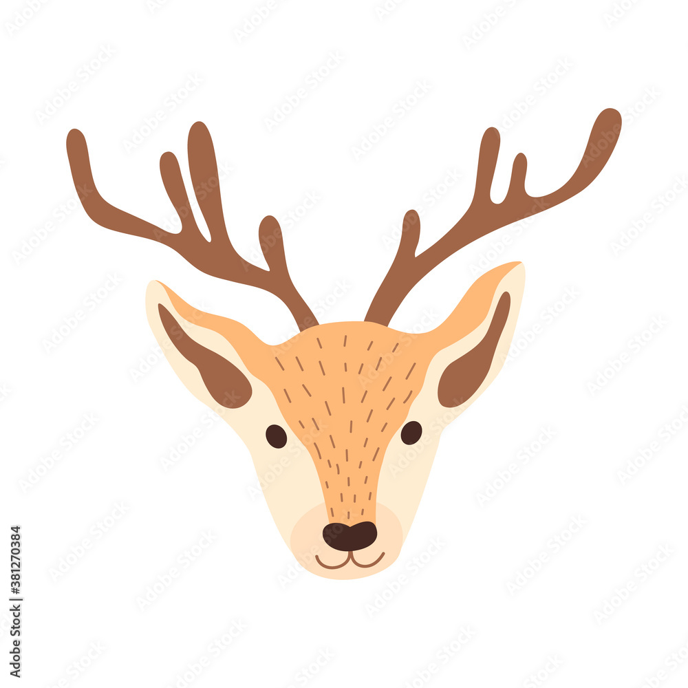 Deer head vector illustration in flat style