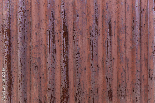 Rusty old corrugated iron sheet. Textile, abstract background