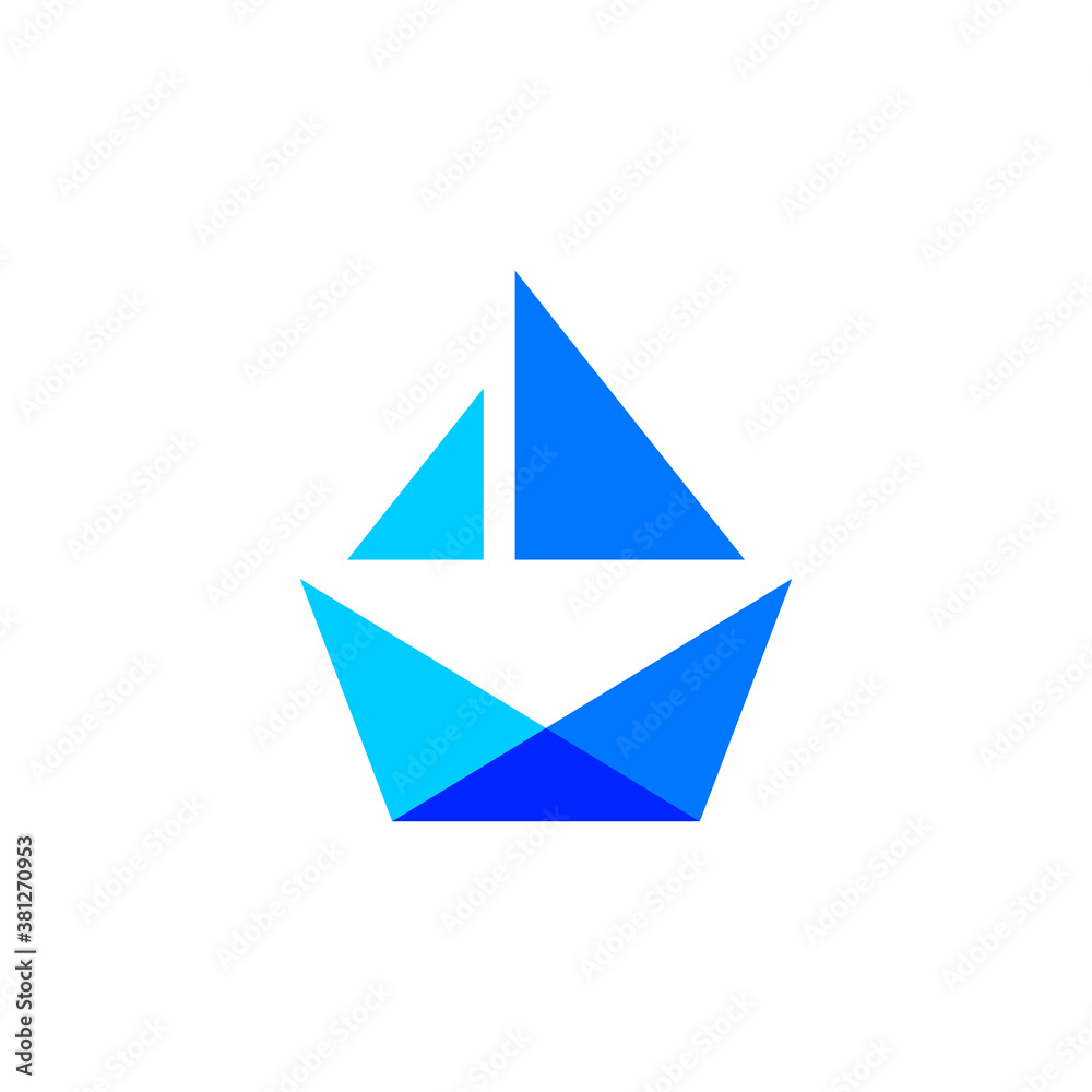 sailboat and mail for communication application logo design sailboat and mail for communication application logo design