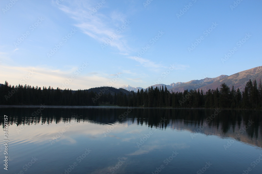 Reflections - Lake Beauvert, Jasper National Park, Alberta, Canada. Reflections - Lake Beauvert, Jasper National Park, Alberta, Canada.