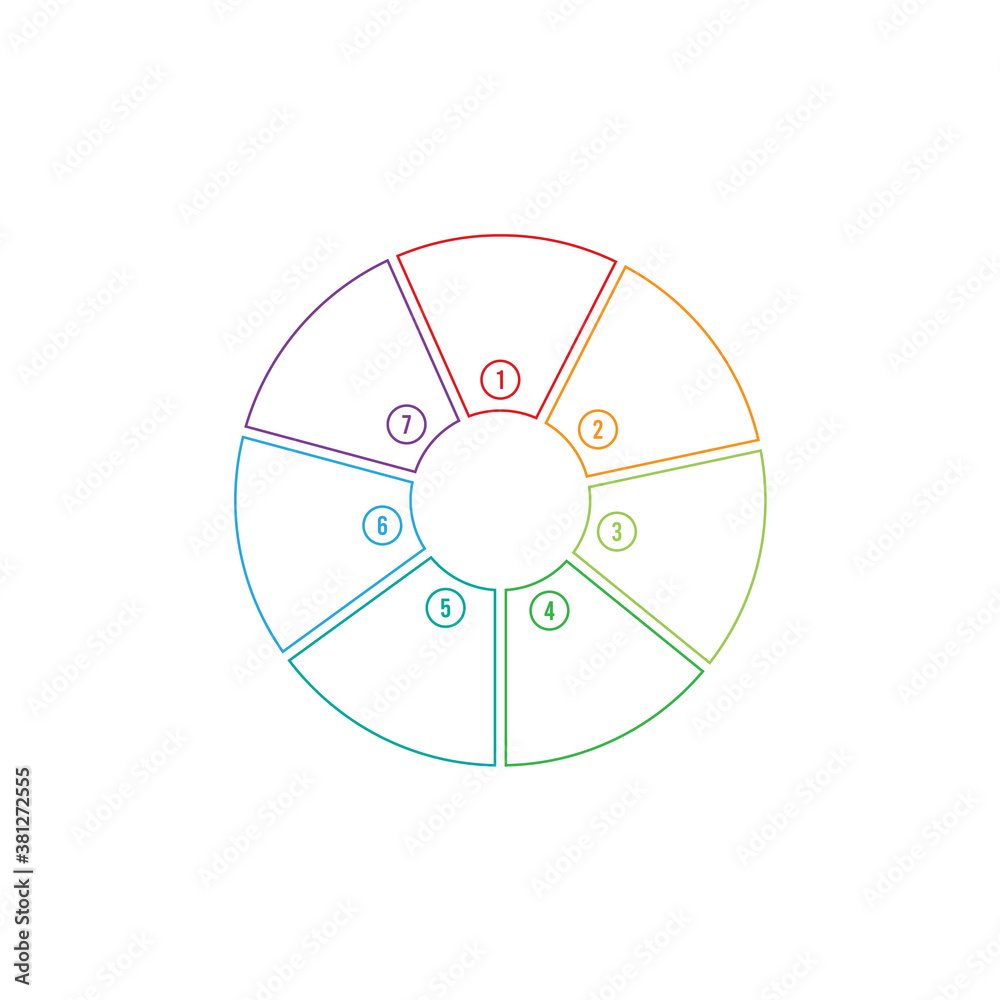 Vector circle infographic. Template for diagram, graph, presentation and chart. Business concept with seven options, parts, steps or processes. Abstract background.