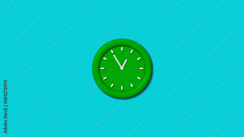 New green color 3d wall clock isolated on cyan background,3d wall clock New green color 3d wall clock isolated on cyan background,3d wall clock