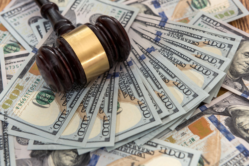 Photography Law and justice court concept. hammer and money