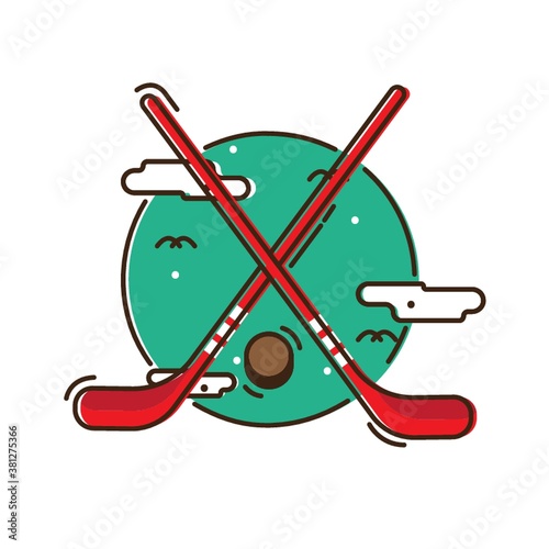 Canvas Print Ice hockey sticks and puck