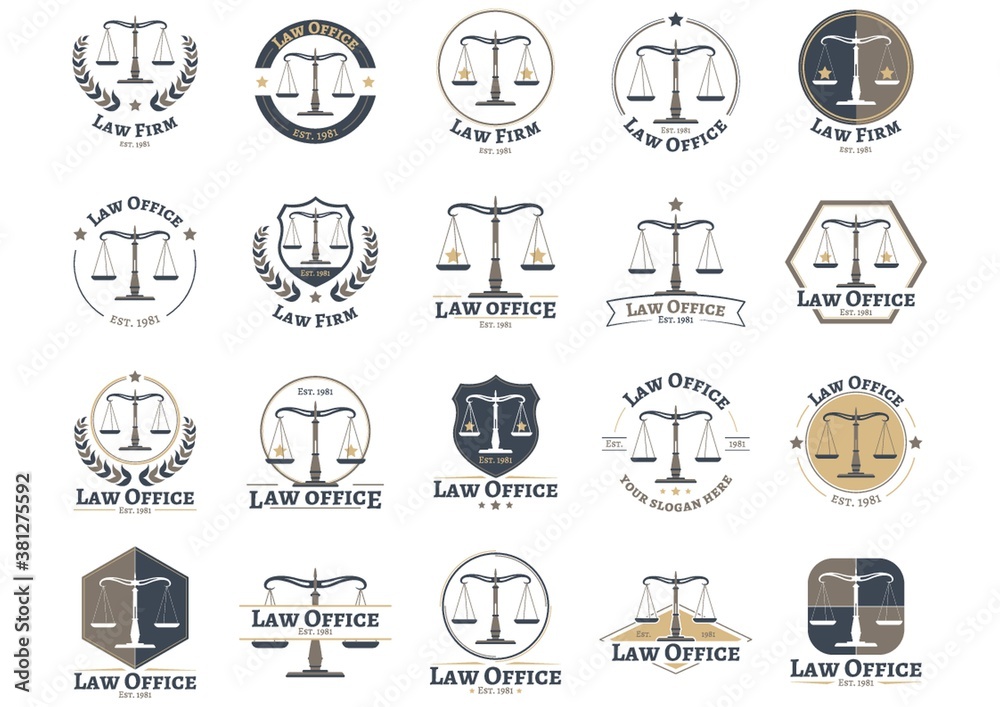 set of law firm design icons set of law firm design icons