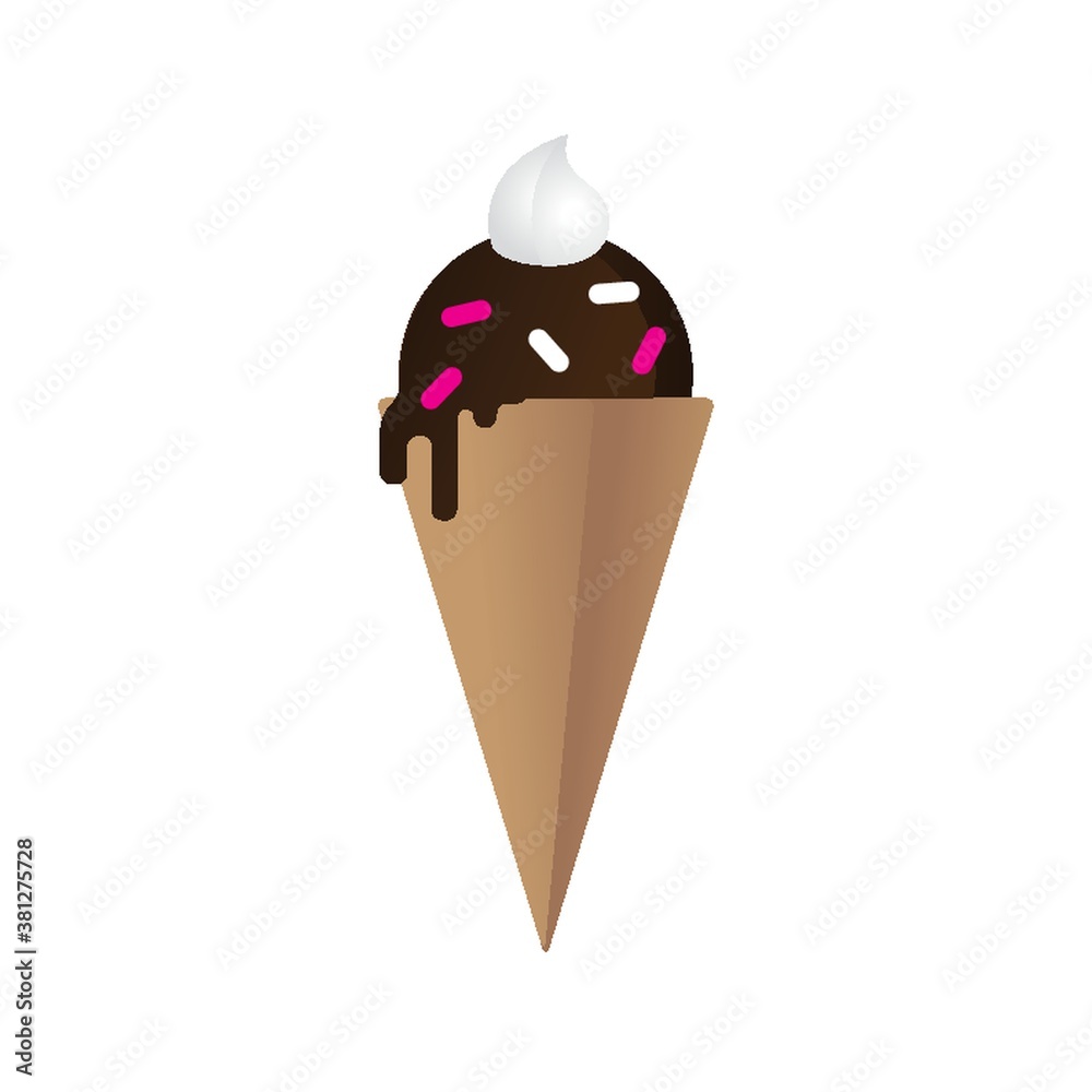 ice cream cone with sprinkles and cream toppings