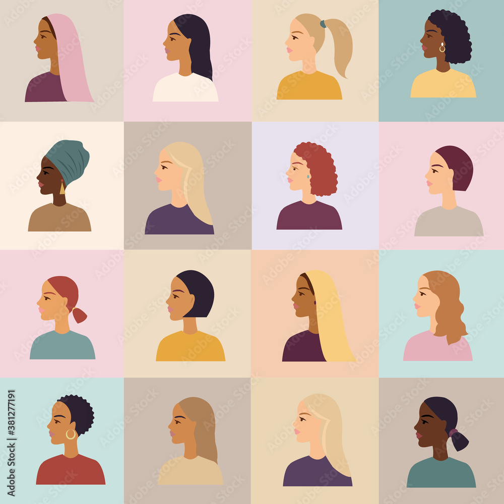 Women Of Different Nationalities Poster, Vector Illustration