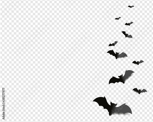 Black Bats Isolated transparent Background With Gradient Mesh, Vector Illustration