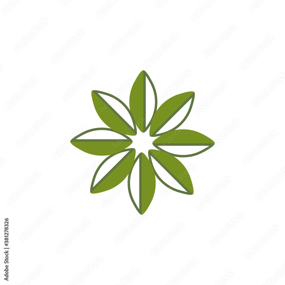 natural set of green leaves line natural set of green leaves line