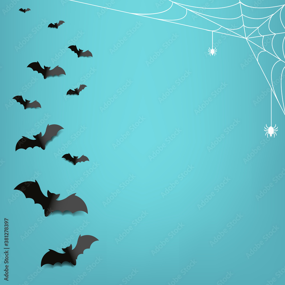 Fototapeta premium Happy Halloween Text With Mint Background With Gradient Mesh, Vector Illustration