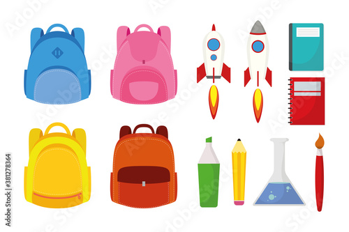 back to school season poster with set supplies