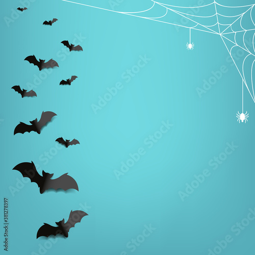 Happy Halloween Text With Mint Background With Gradient Mesh, Vector Illustration