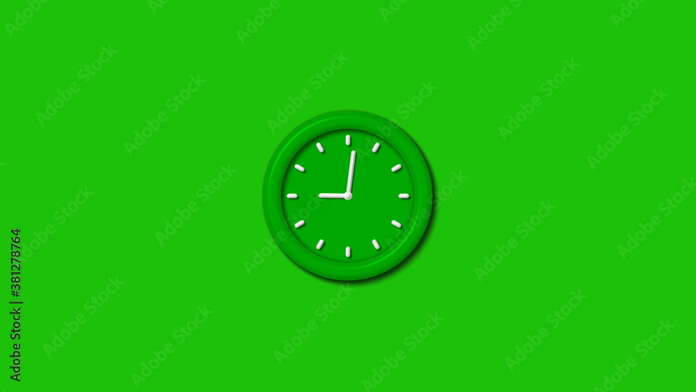 Amazing green color 3d wall clock isolated on green background,wall clock,3d clock Amazing green color 3d wall clock isolated on green background,wall clock,3d clock