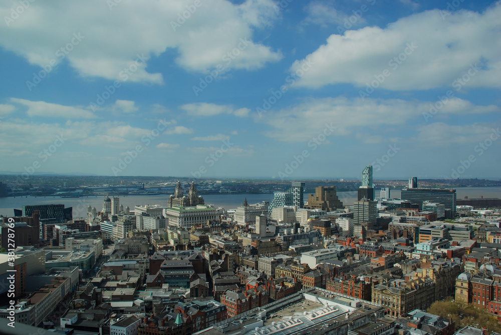 The urban skyline of the city of Liverpool, UK