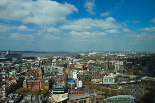 The urban skyline of the city of Liverpool  UK