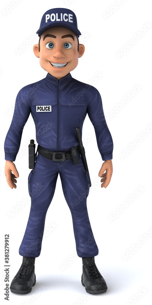 Fun 3D illustration of a cartoon Police Officer Fun 3D illustration of a cartoon Police Officer