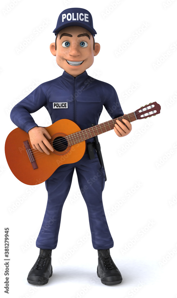 Fun 3D illustration of a cartoon Police Officer Fun 3D illustration of a cartoon Police Officer
