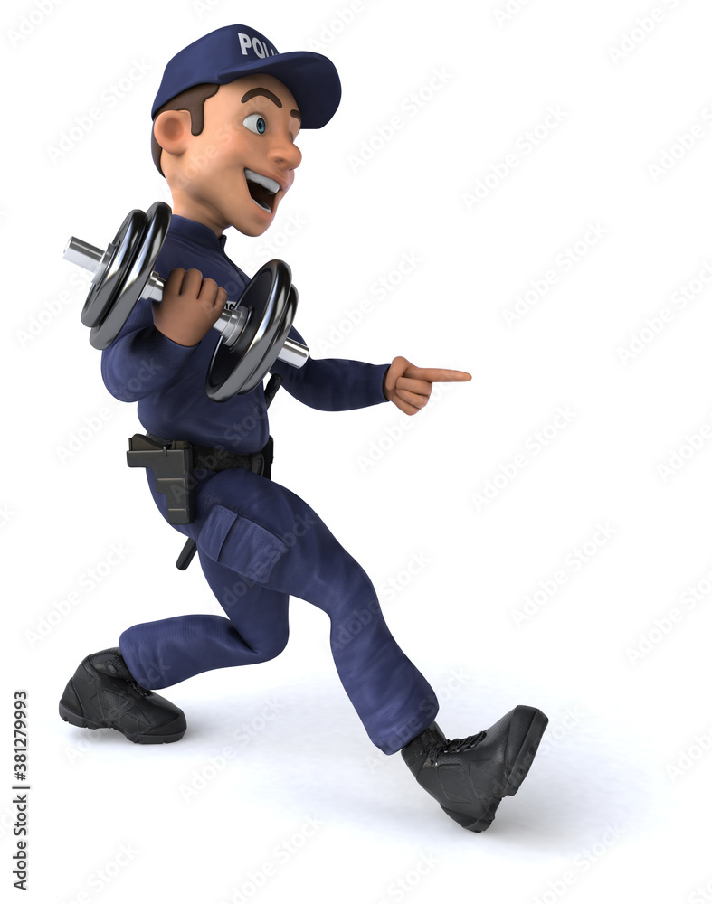 Fun 3D illustration of a cartoon Police Officer Fun 3D illustration of a cartoon Police Officer