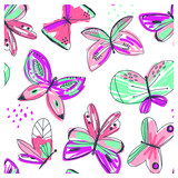 vector illustration of butterflies seamless pattern