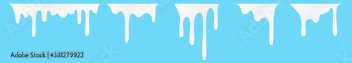 White melt drips or liquid sauce and milk drops. White liquid or melted chocolate drips, milk current paint.