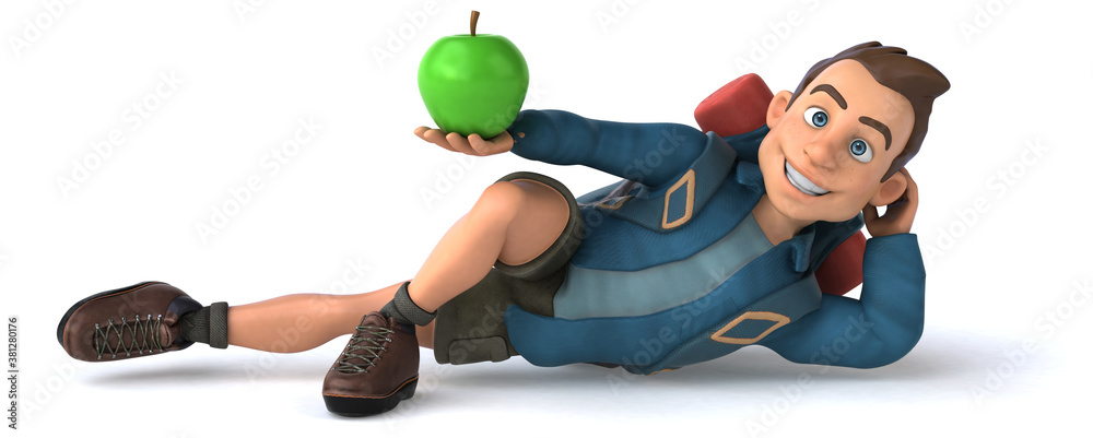 Fun illustration of a 3D cartoon backpacker Fun illustration of a 3D cartoon backpacker