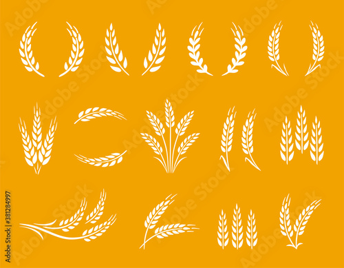 Wheat wreaths and grain spikes food set
