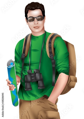 Man in traveling gear