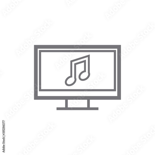 Monitor with musical note