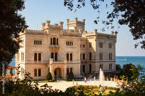 View of  Miramare Castle in Trieste, Italy photo