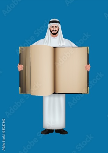 middle eastern man with a blank book
