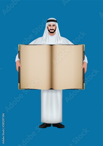 middle eastern man with a blank book