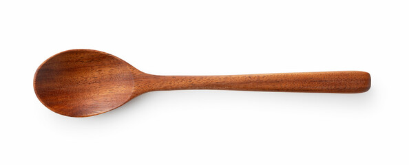 Wooden spoon placed on a white background