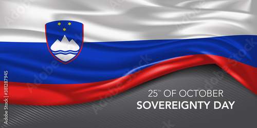 Slovenia happy sovereignty day greeting card, banner with template text vector illustration