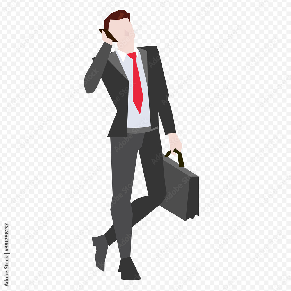 Businessman Talking On The Phone Transparent Background, Vector Illustration Businessman Talking On The Phone Transparent Background, Vector Illustration
