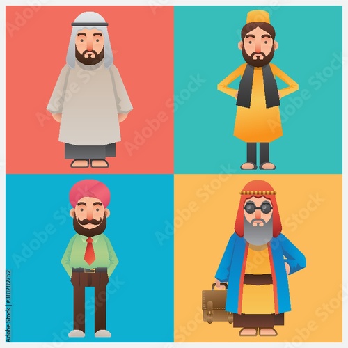 set of middle eastern man icons
