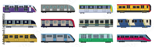 Subway train vector illustration on white background .Set cartoon icon transport metro.Vector illustration set icon subway train.