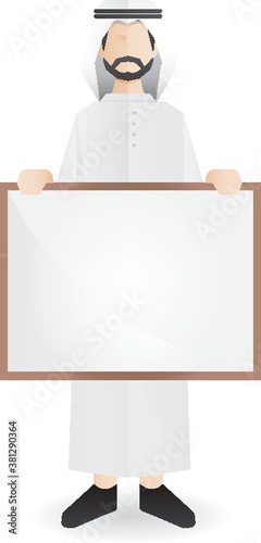 middle eastern man with a blank board