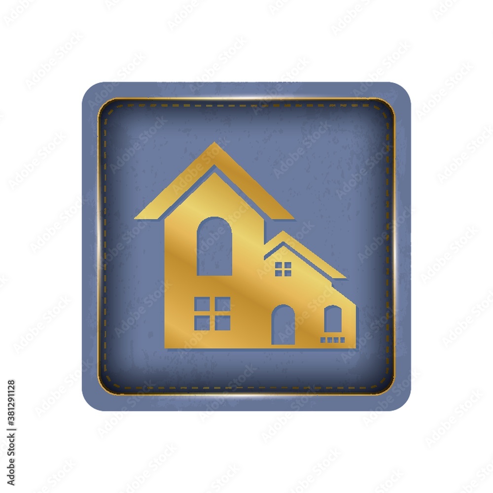 Beautiful golden house button design. Beautiful golden house button design.